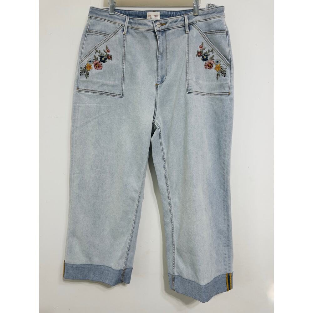 Driftwood Taylor jeans in light wash denim sz 20 boho floral embroidery relaxed